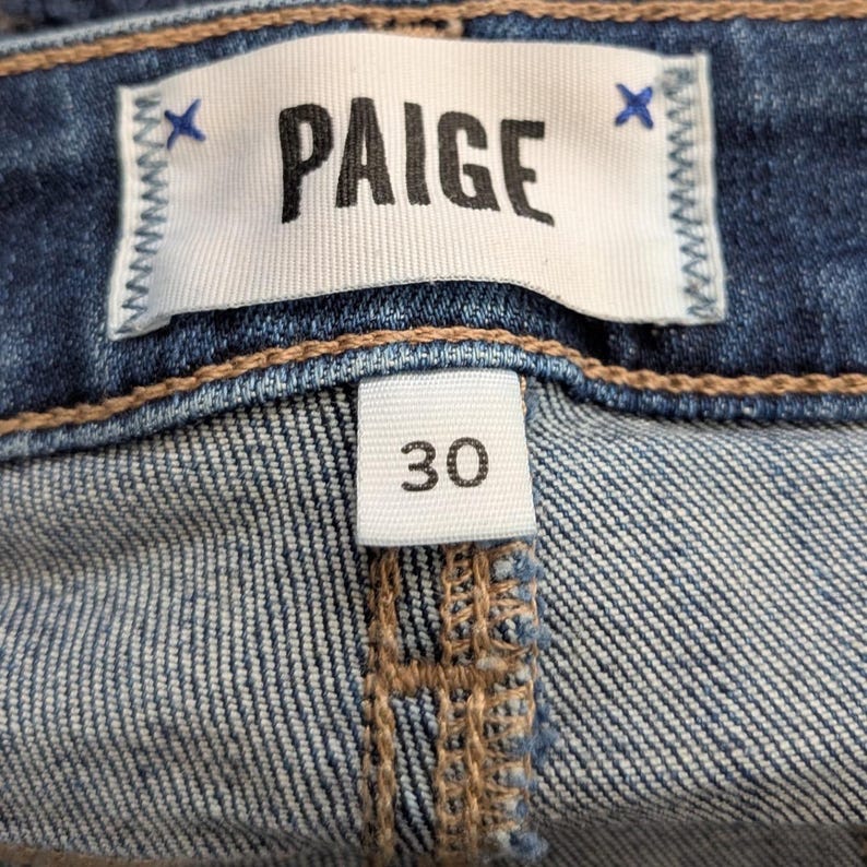 Anthropologie PAIGE Kylie Crop Jeans Sz 30 Medium Wash Blue Raw Hem Stretch image 2