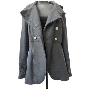 Abrigo militar cruzado de lana y viscosa FREE PEOPLE, negro, azul marino, talla 4 imagen 5