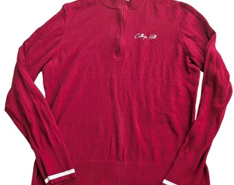 Cutter & Buck Mens XL Red WSU College Hill 1/4 Zip Pullover Sweater Golf Cougs