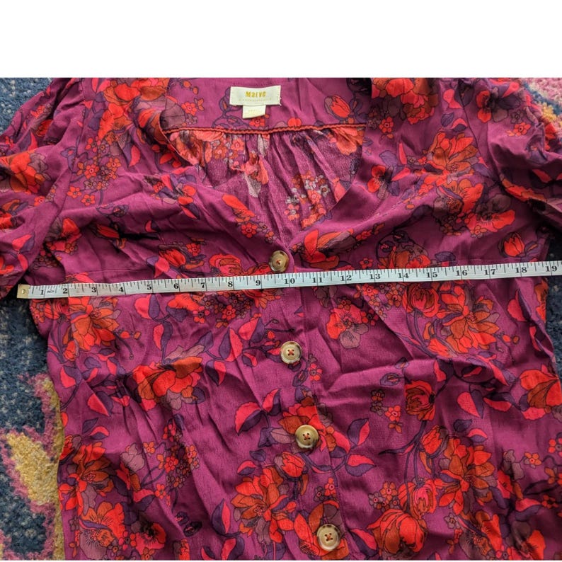 MAEVE Anthropologie Jordain Runa Floral Top Cottagecore Purple Blouse Sz SMALL image 7