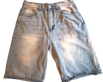 PLAY NICE Mens Sz 34 Baggy Denim Jorts Light Wash Jeans Shorts Skater Streetwear