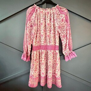 Anthropologie "Love the Label" Pink Floral Sz SMALL Mini Dress Boho Cottage image 6