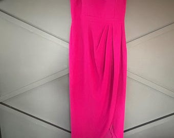 Vestido formal sin tirantes color rosa fucsia AQUA NWT TALLA 12 Barbiecore Prom Bridal