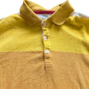 BDG Urban Outfitters Yellow Striped Terry Cloth Polo Shirt Wmn S/P Relaxed Retro image 2
