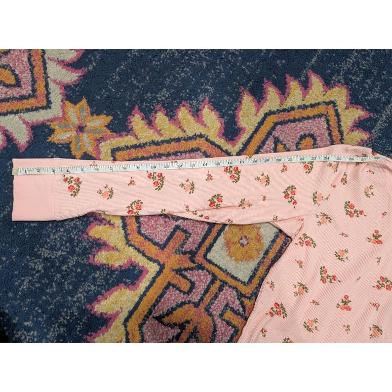 URBAN OUTFITTERS Out From Under Pink Floral Rose Waffle Thermal Top XL Cotton image 7