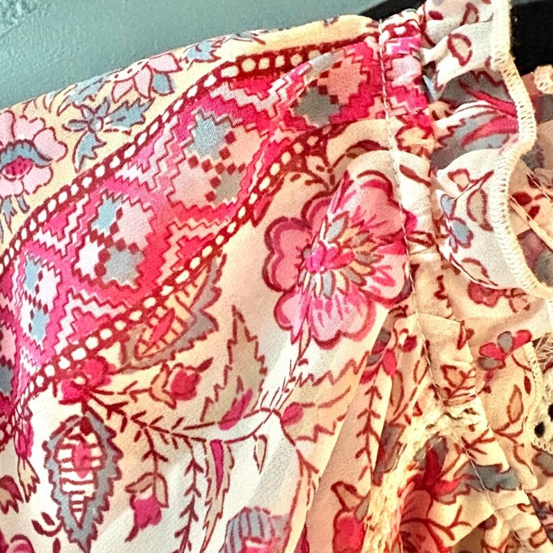 Anthropologie "Love the Label" Pink Floral Sz SMALL Mini Dress Boho Cottage image 5