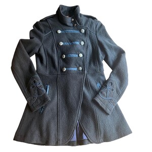 Abrigo militar cruzado de lana y viscosa FREE PEOPLE, negro, azul marino, talla 4 imagen 3