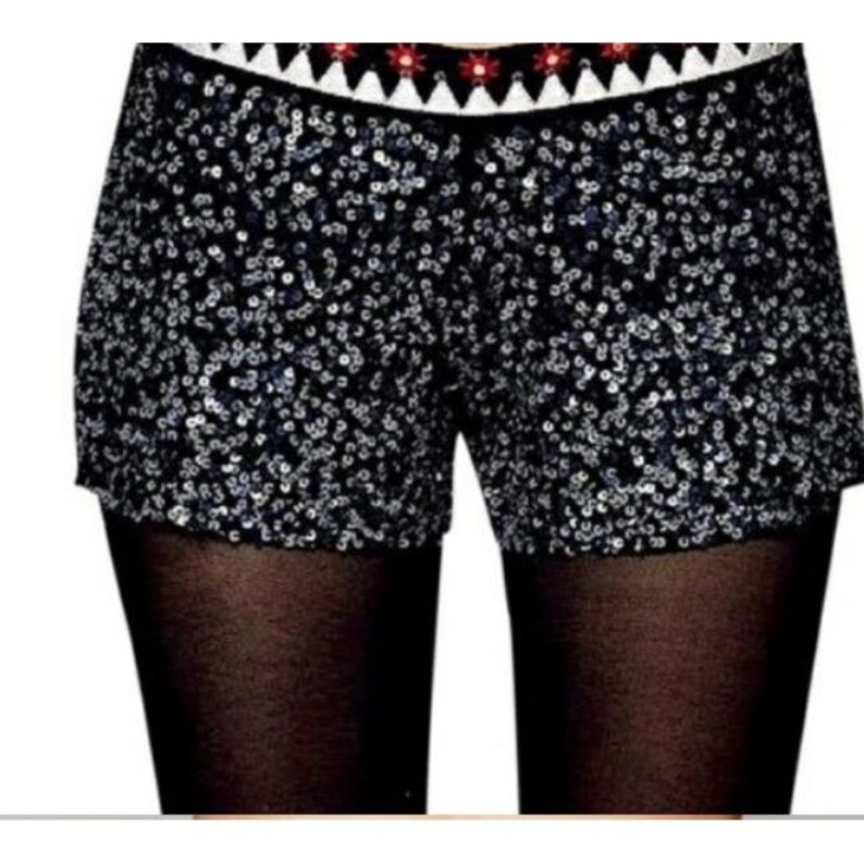Free People WILDHEART by Eternal Sunshine Creations Sequin Shorts Black Sz SMALL bild 2