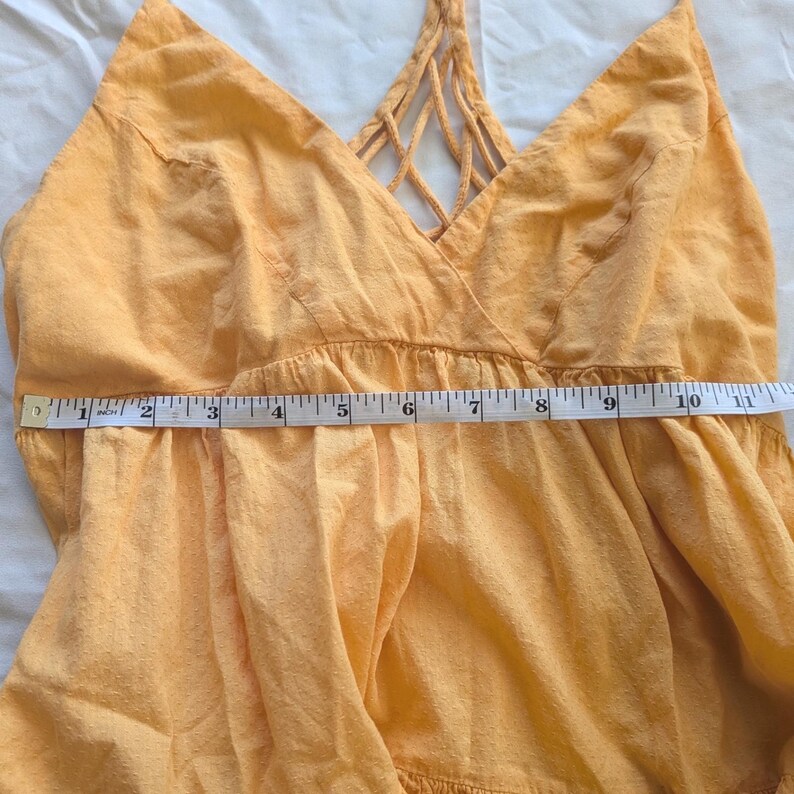 Urban Outfitters UO Yellow Fieldstone Tier Lattice Back Mini Dress M Cottagecore image 7