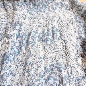 Johnny Was Workshop Blue Floral Dragon Embroidered Lace Button Down Shirt XS image 9