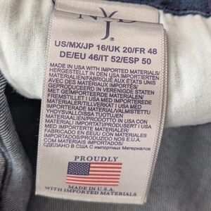 NYDJ Ankle Jeans Dark Wash Straight Leg High Rise Blue Stretch SIZE US 16; 36x27 image 7
