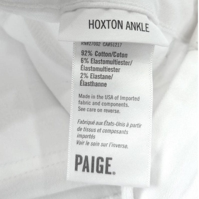Anthropologie PAIGE Hoxton Ankle White High Rise Ankle Skinny Jeans SIZE 25 image 7