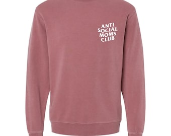 Sudadera de cuello redondo rosa de Anti Social Moms Club, manga larga, para mujer, talla L/XL