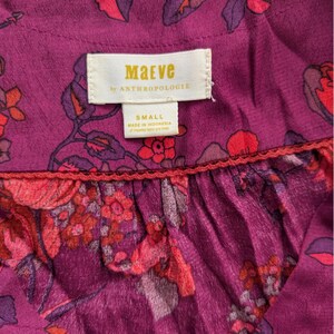 MAEVE Anthropologie Jordain Runa Floral Top Cottagecore Purple Blouse Sz SMALL image 4