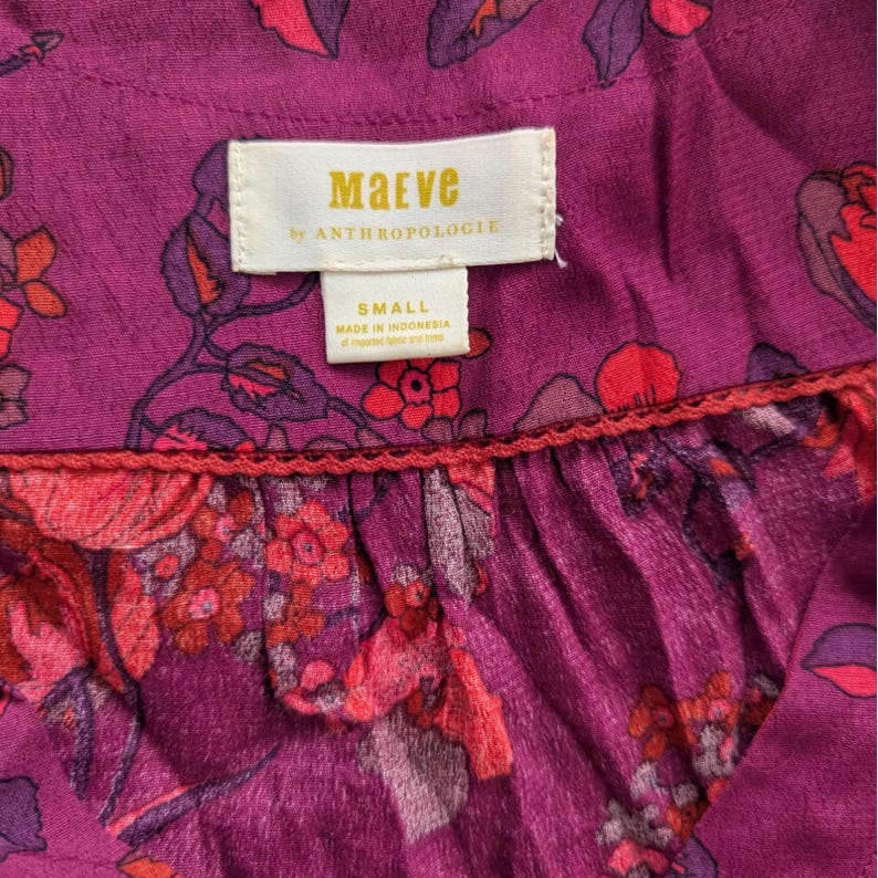MAEVE Anthropologie Jordain Runa Floral Top Cottagecore Purple Blouse Sz SMALL image 4