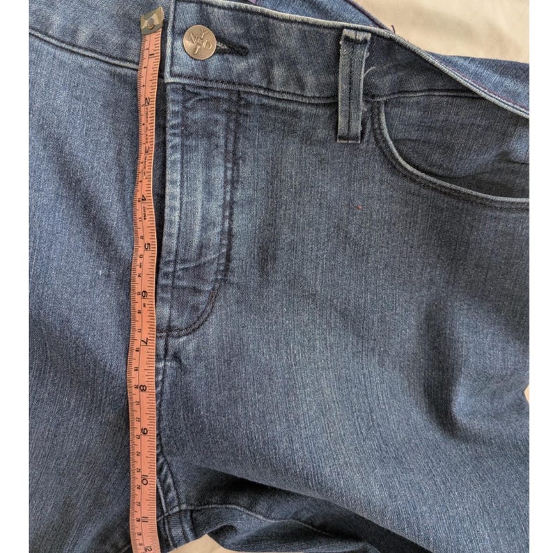 NYDJ Ankle Jeans Dark Wash Straight Leg High Rise Blue Stretch SIZE US 16; 36x27 image 8