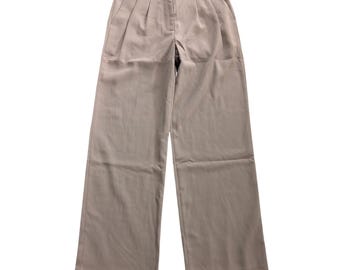 QUINCE Taupe Wide Leg Pleated High Rise Trousers Wmns Sz 10 Elastic Back Office