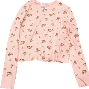 URBAN OUTFITTERS Out From Under Pink Floral Rose Waffle Thermal Top XL Cotton image 3