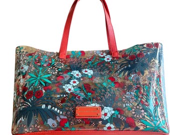 428 Marc Jacobs Clear Floral Jelly & Leather Tote Bag Botanical Cottage Garden