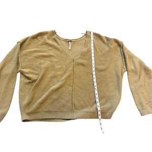 FREE PEOPLE Take Me Places Pullover Wasabi Oversized V-Neck Knit Sweater Size M image 6