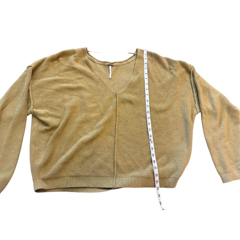 FREE PEOPLE Take Me Places Pullover Wasabi Oversized V-Neck Knit Sweater Size M image 6