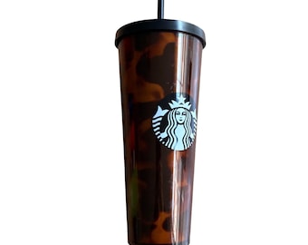 STARBUCKS *Rare* 2019 Tortoiseshell Tumbler 24 oz Venti Cold Cup Brown & Black