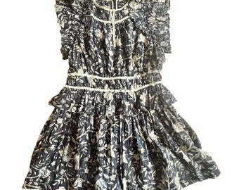 445 Ulla Johnson Endah Blue Floral Ruffle Romper SIZE 6/Medium Playsuit Cottage
