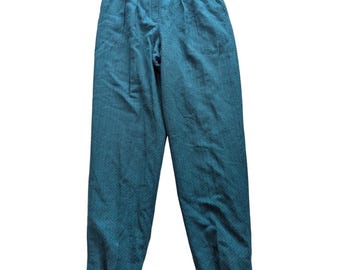 VTG Liz Claiborne Collection 100% Wool Teal Pleated Taper Pants Sz 12, 28" Waist