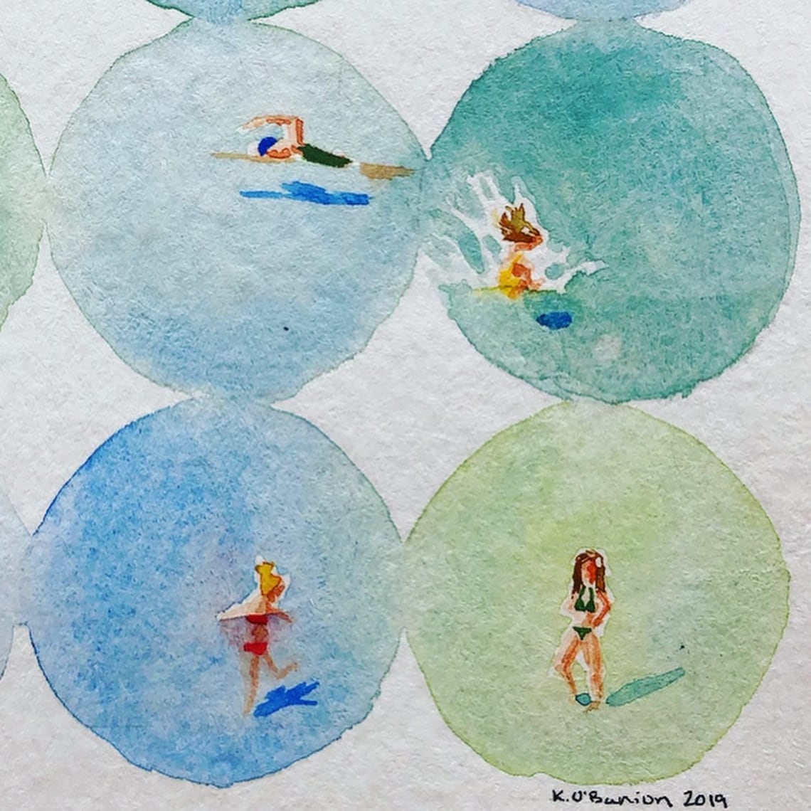 Swimming in Circles Watercolor Print Etsy