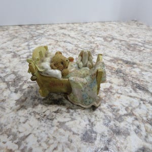 P 342 Vintage 1992 Hamilton Resin Cherished Teddies Baby Cradled With Love #335/862 No Cracks Or Chips