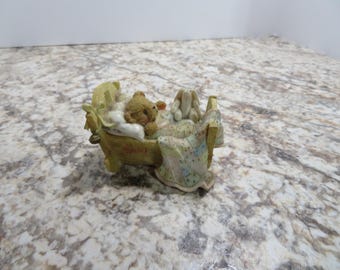 P 342 Vintage 1992 Hamilton Resin Cherished Teddies Baby Cradled With Love #335/862 No Cracks Or Chips