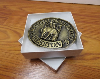 T 125 National Finals Rodeo 1979 Belt Buckle New Old Stock