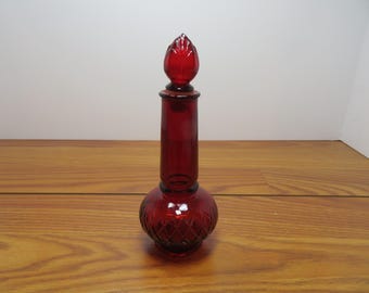 T 825 Vintage Avon 1980's Ruby Red Glass Bottle Somewhere Cologne - Excellent Condition Empty Bottle