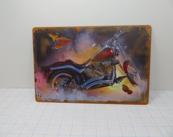 Harley Davidson Tin Metal Biker Sign Vintage New Old Stock 12" x 8"