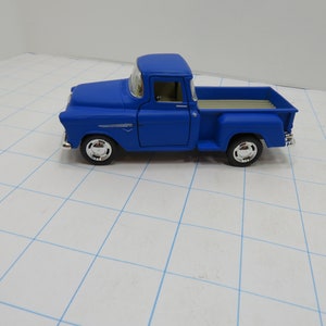 MH 456 5&quot; Die-Cast 1955 Chevy Stepside Pick Up Pull Back Brand New Old Stock Blue