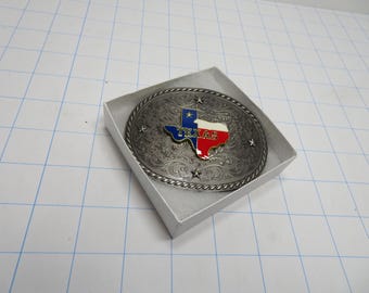 F 22 Vintage Texas Western Belt Buckle Red, White, Blue, With Gold Trim & Dark Pewter Fits Up To 1 1/2" Width Belt Brand New Old Stock