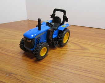 T 34 Die Cast Power Farm Tractor 4" Pull Back Blue - Brand New Old Stock