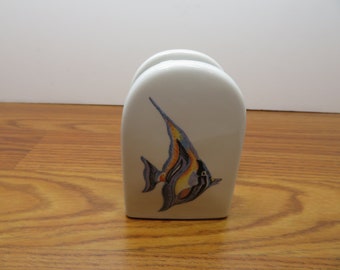 T 315 Nautical Porcelain Angel Fish Napkin Hold Two Sided - New Old Stock