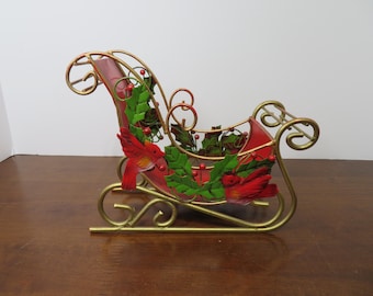 F 214 Vintage 1960's Classic Metal Sleigh With Lots Of Detail - Great For The Holiday Decor - Book Shelf - Excellent Condition - All Metal