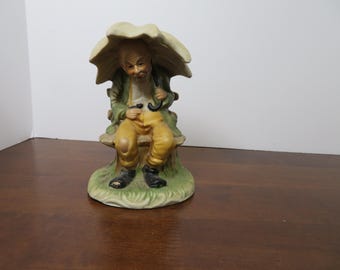 F 218 Vintage Capodimonte Porcelain 1980 Figurine Hand Painted Old Man - No Chips Or Cracks