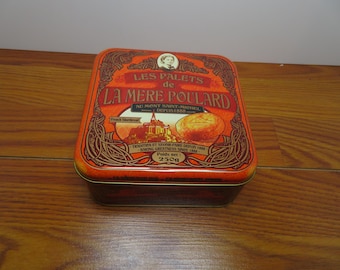 T 780 Les Palets De Lamere Poulard Cookie Tin 1990's Excellent Condition Inside & Out