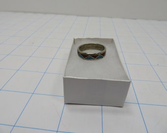 MH 149 Vintage Southwestern Silver & Stone Inlay Ring 1975 from Arizona
