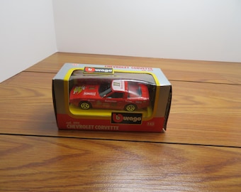 T 873 Bburago Vintage Die Cast Chevrolet Corvette 1:43 Scale Made In Italy 1960's - 1970's - Brand New Old Stock