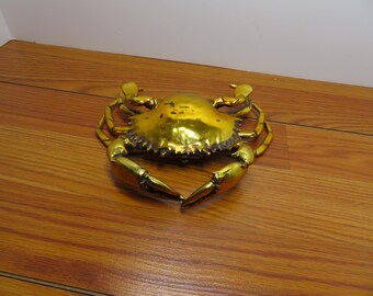 T 677 Vintage Brass Crab 1980 Mint Condition - Great Table Conversation Piece For Home Or Beach House