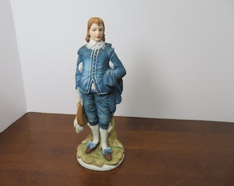 F 217 Vintage 1970 Lefton Old Master Series Blue Boy Porcelain Hand Painted KW2824 No Chips Or Cracks