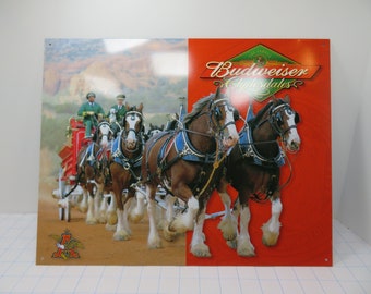 Vintage Tin Budweiser Clydesdales Sign Brand New