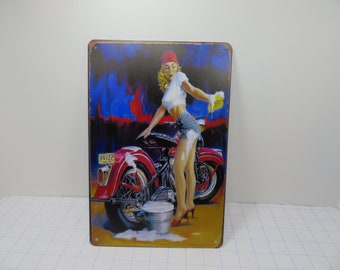 Vintage Tin Bikers Sign 8 x 12 - New Old Stock
