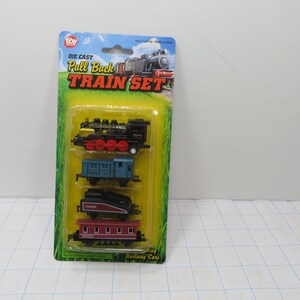 MH 444 Die-Cast Pull Back Train With Black Locomotive Engine & (3) Cars - Brand New Old Stock