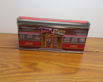 F 166 Vintage Coca Cola Sunset Diner Tin - Excellent Condition