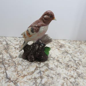 P 347 Vintage 1970&#39;s Porcelain Bird On A Branch Figurine Hand Painted And Marked With A Letter M From Taiwan No Chips Or Cracks